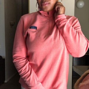 L.L. BEAN half-zip sweater in salmon pink